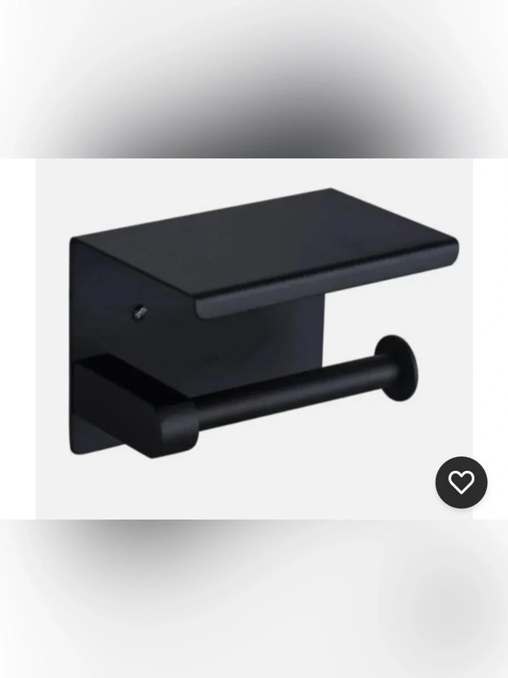 Matte Black and Stainless Steel Toilet Paper Holder with Shelf Modern Wall Mount
